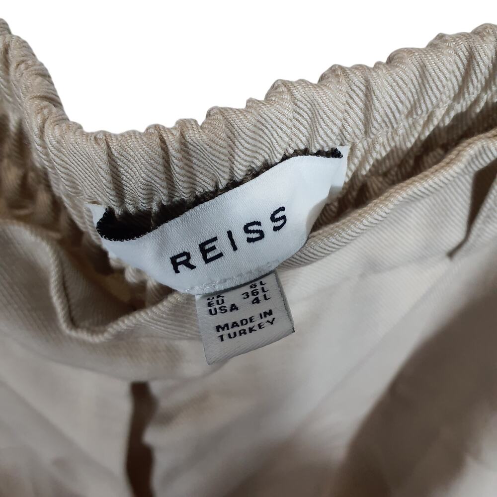 Reiss Tailored Cream Pleated Front Trousers Size US 4L - Picture 4 of 4